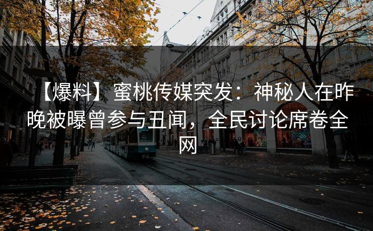 【爆料】蜜桃传媒突发：神秘人在昨晚被曝曾参与丑闻，全民讨论席卷全网